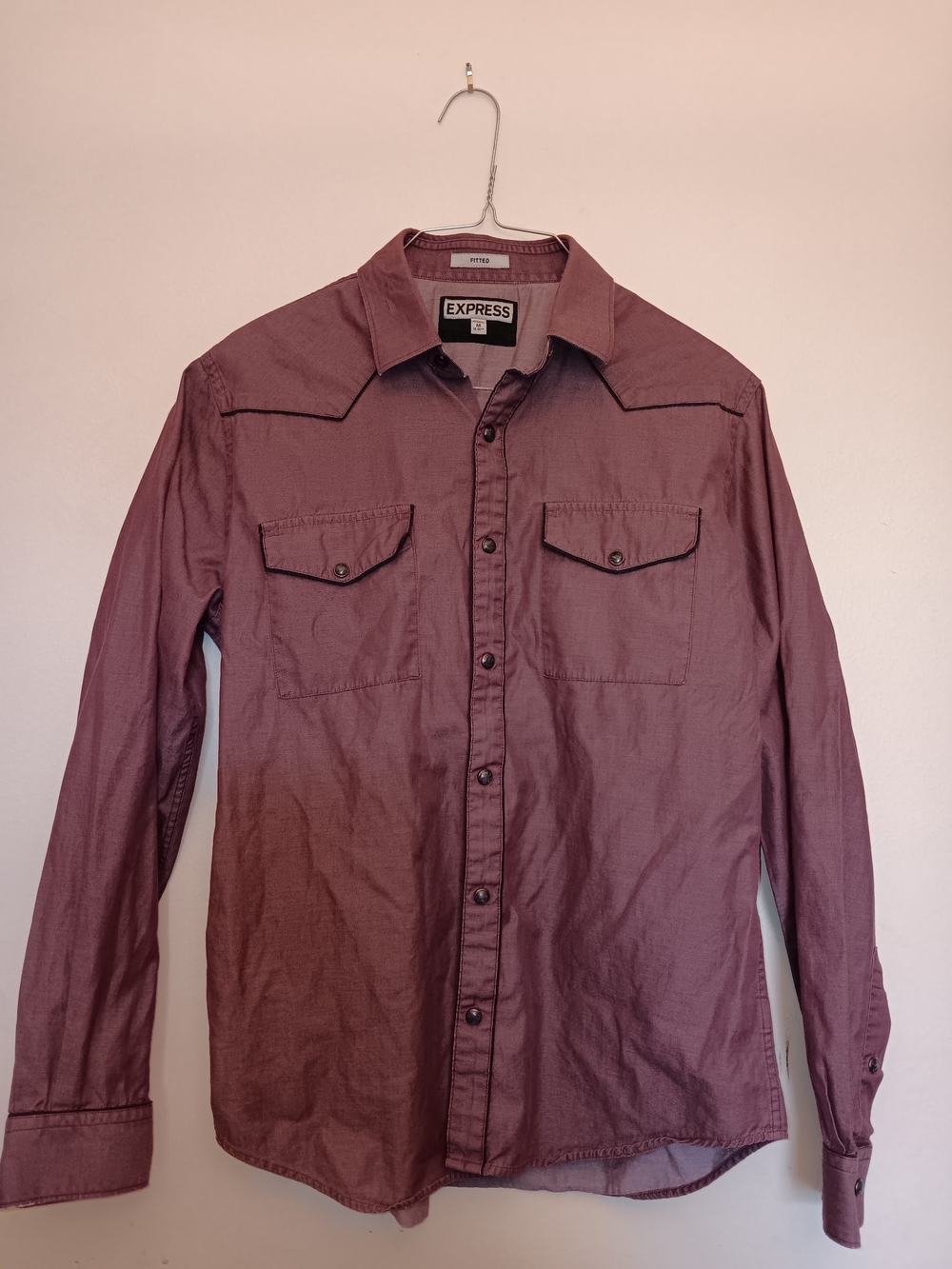 Express Fitted Long Sleeve Button-Up Shirt - Mauve (Price Is Firm)